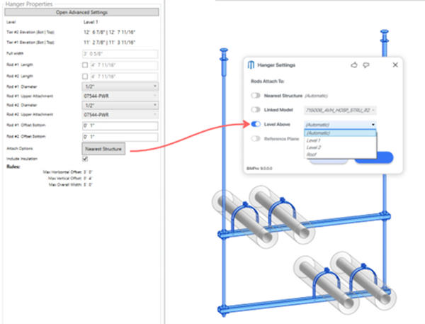 Advanced Hanger Properties - MSUITE BIM 9.0