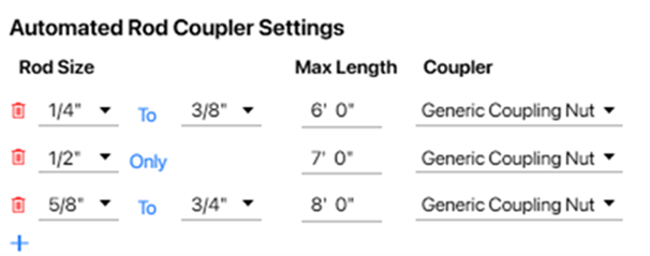 Automated Rod Coupler - MSUITE BIM 9.0Settings