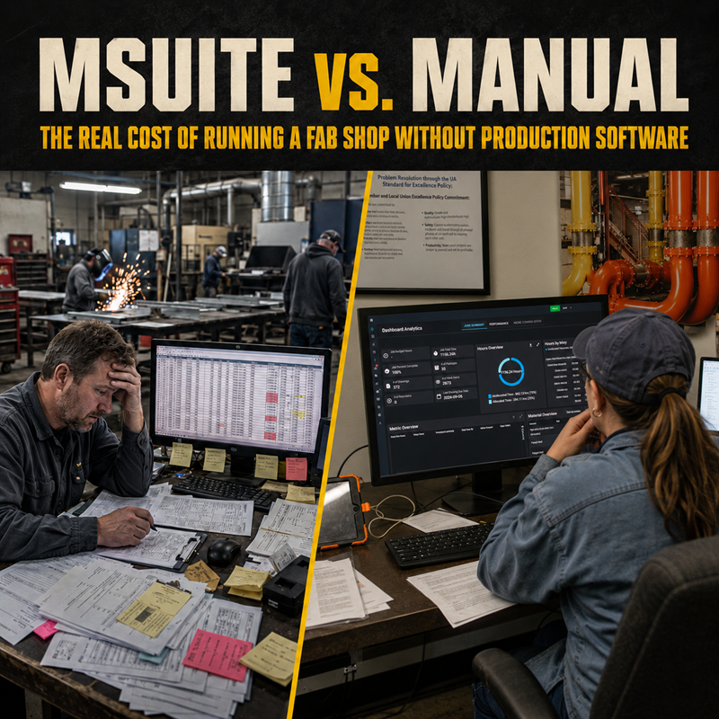 MSUITE VS Manual Production Tracking The Real Cost of Running a Fab Shop Without Production Software